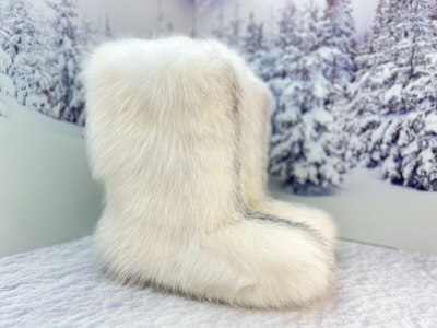 Pre-owned Litvin White Arctic Fox Fur Boots For Women Winter Fur Boots Mukluks