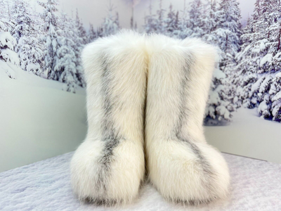 Pre-owned Litvin White Arctic Fox Fur Boots For Women Winter Fur Boots Mukluks
