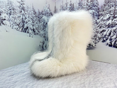 Pre-owned Litvin White Arctic Fox Fur Boots For Women Winter Fur Boots Mukluks