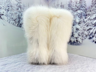 Pre-owned Litvin White Arctic Fox Fur Boots For Women Winter Fur Boots Mukluks
