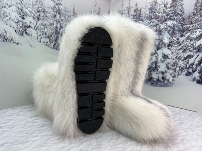Pre-owned Litvin White Arctic Fox Fur Boots For Women Winter Fur Boots Mukluks