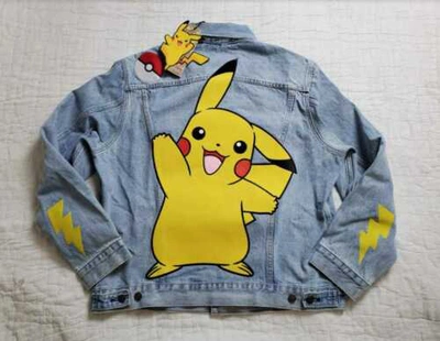 Pre-owned Levi's Men's L Xl Xxl  X Pokemon Stone Vintage Fit Trucker Jacket Pikachu In Gray