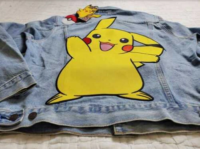 Pre-owned Levi's Men's L Xl Xxl  X Pokemon Stone Vintage Fit Trucker Jacket Pikachu In Gray