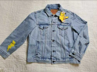 Pre-owned Levi's Men's L Xl Xxl  X Pokemon Stone Vintage Fit Trucker Jacket Pikachu In Gray