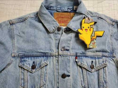 Pre-owned Levi's Men's L Xl Xxl  X Pokemon Stone Vintage Fit Trucker Jacket Pikachu In Gray