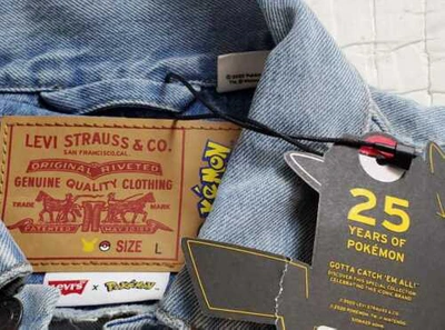 Pre-owned Levi's Men's L Xl Xxl  X Pokemon Stone Vintage Fit Trucker Jacket Pikachu In Gray