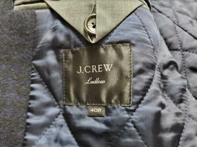 Pre-owned Jcrew Men's 40r J Crew Ludlow Topcoat In Wool Blend With Eco-friendly Primaloft In Black Navy Grey Glen