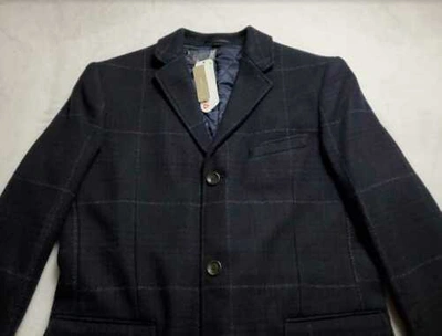 Pre-owned Jcrew Men's 40r J Crew Ludlow Topcoat In Wool Blend With Eco-friendly Primaloft In Black Navy Grey Glen