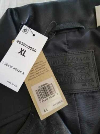 Pre-owned Levi's Women's S L  Relaxed Black Leather Moto Jacket Motorcycle