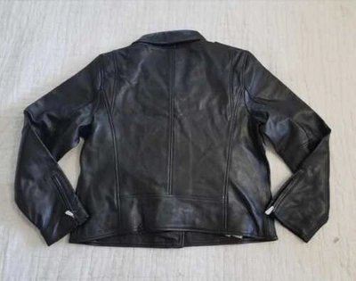 Pre-owned Levi's Women's S L  Relaxed Black Leather Moto Jacket Motorcycle