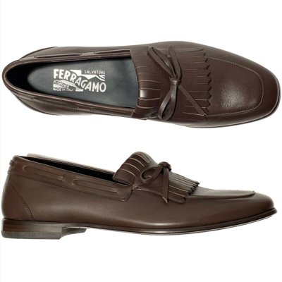 Pre-owned Ferragamo Moccasin 8.5 Ee 41.5 Men's Brown Leather Dress Tassel Loafers Casual