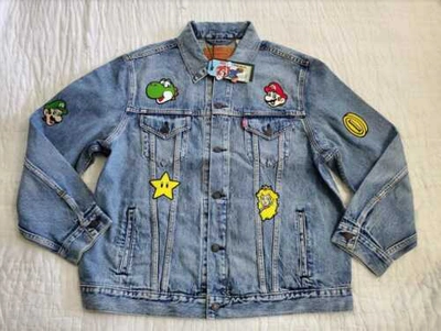 Pre-owned Levi's Men's S M Xxl Super Mario Nintendo Vintage Fit Trucker  Jean Jacket In Blue | ModeSens