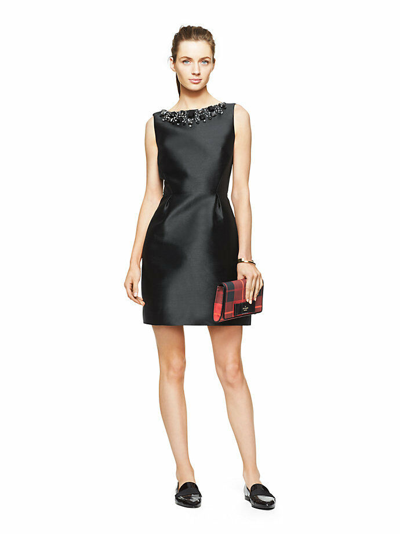 Pre-owned Kate Spade Jewel Embellished Open Back Dress Njmu5369 Black $548 – Size 10