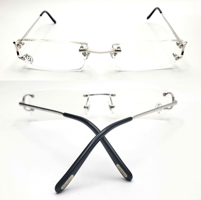 Pre-owned Cartier Big C Piccadilly Silver Sunglasses Glasses In Clear