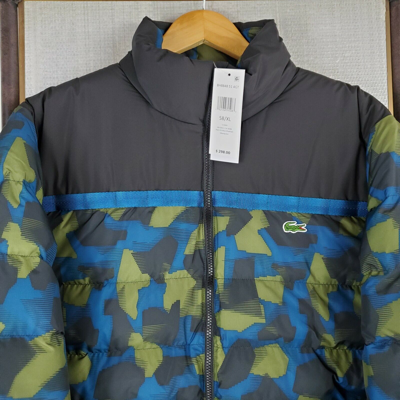 Pre-owned Lacoste $298  Sport Size Xl Mens Camouflage Puffer Jacket Full Zip Crocodile In Multicolor