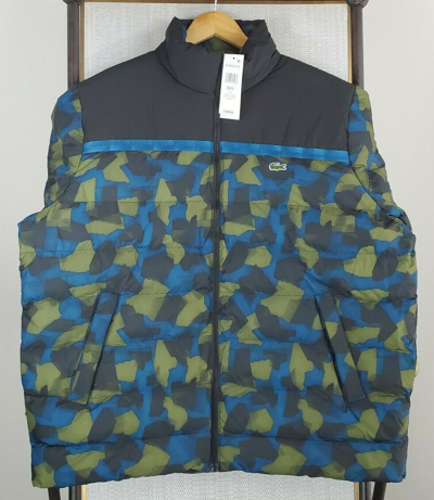 Pre-owned Lacoste $298  Sport Size Xl Mens Camouflage Puffer Jacket Full Zip Crocodile In Multicolor