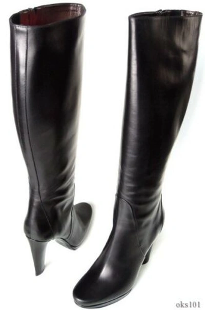 Pre-owned Calvin Klein Collection Black Leather Tall Boots 'gale' Italy Classy $895