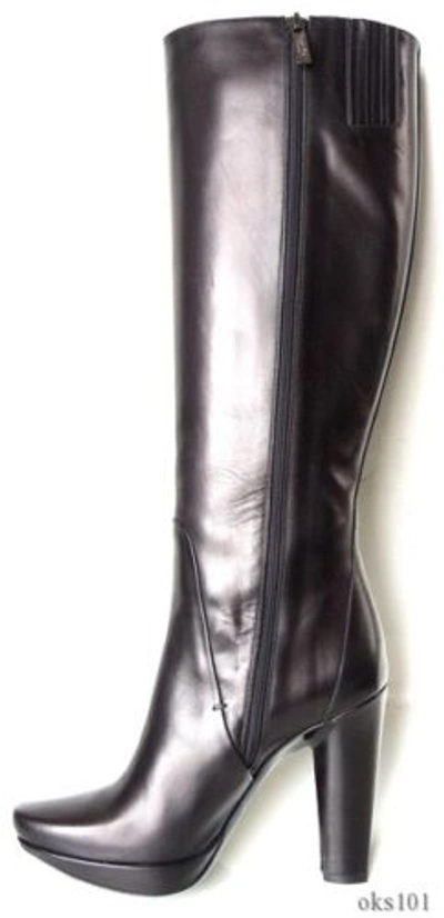 Pre-owned Calvin Klein Collection Black Leather Tall Boots 'gale' Italy Classy $895