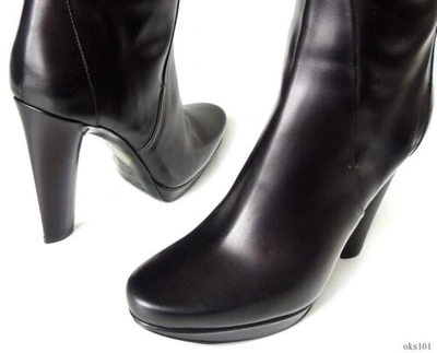 Pre-owned Calvin Klein Collection Black Leather Tall Boots 'gale' Italy Classy $895