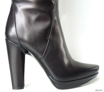 Pre-owned Calvin Klein Collection Black Leather Tall Boots 'gale' Italy Classy $895
