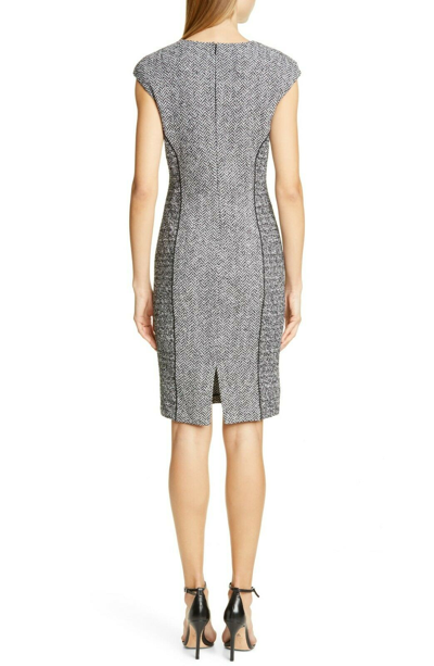 Pre-owned St John St. John Abby Bouclé Knit Dress K11wn52 Caviar Black White $995 - Size 14 In Black And White