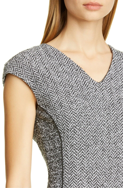 Pre-owned St John St. John Abby Bouclé Knit Dress K11wn52 Caviar Black White $995 - Size 14 In Black And White
