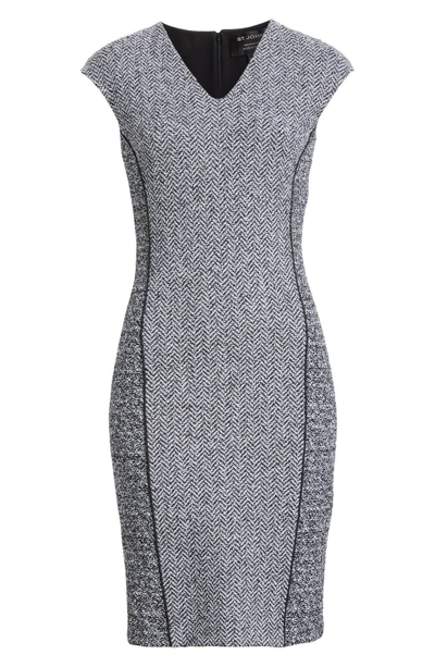 Pre-owned St John St. John Abby Bouclé Knit Dress K11wn52 Caviar Black White $995 - Size 14 In Black And White