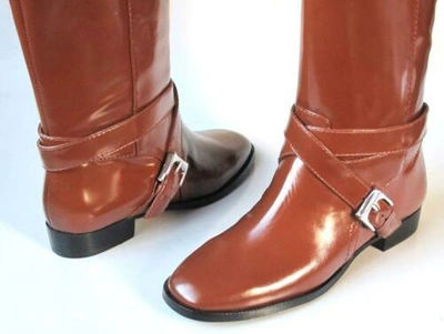 Pre-owned Marc By Marc Jacobs Marc Jacobs Brown Leather Riding Flat Tall Boots - Great Style
