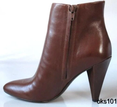 Pre-owned Marc By Marc Jacobs Marc Jacobs Brown Leather Ankle Boots Ruffled Side Zipper Shoes $590