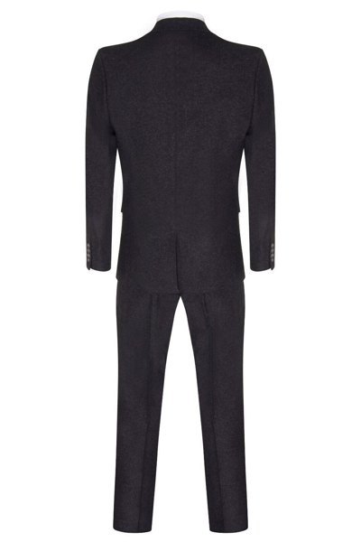 Pre-owned Tru Clothing Mens Black 3 Piece Tweed Wool Retro 1920s Suit Peaky Blinders Classic Tailored In Blue