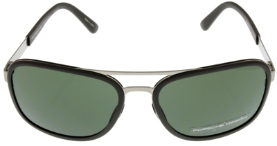 Pre-owned Porsche Design Sunglasses Titanium Grey Silver Unisex P8553 D Aviator In Green