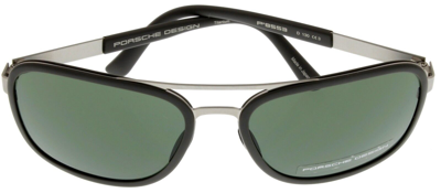 Pre-owned Porsche Design Sunglasses Titanium Grey Silver Unisex P8553 D Aviator In Green