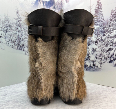 Pre-owned Litvin Brown Goat Fur Boots For Men Winter Real Fur Boots Gift For Him By