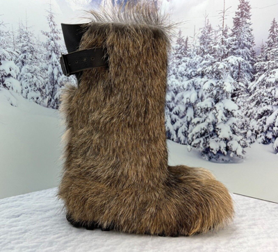 Pre-owned Litvin Brown Goat Fur Boots For Men Winter Real Fur Boots Gift For Him By