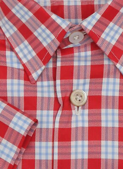 Pre-owned Kiton Red Short Sleeved Cotton Shirt - Slim - (kt06292219)
