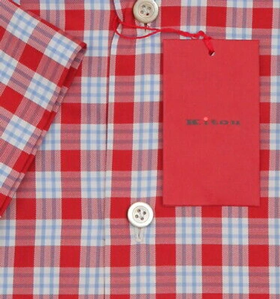 Pre-owned Kiton Red Short Sleeved Cotton Shirt - Slim - (kt06292219)