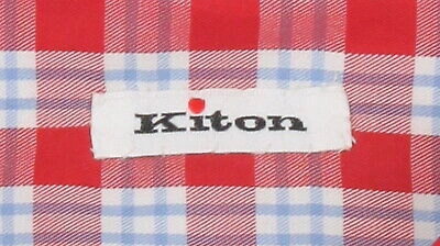 Pre-owned Kiton Red Short Sleeved Cotton Shirt - Slim - (kt06292219)