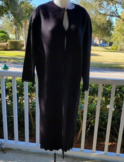 Pre-owned Zara Knitted Long Jacket/coat/sweater With Embroidery Details Size M/l In Black