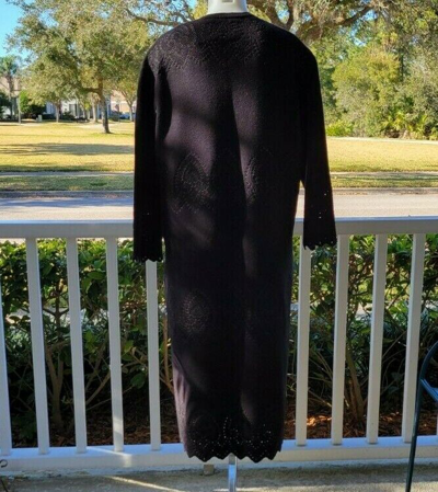 Pre-owned Zara Knitted Long Jacket/coat/sweater With Embroidery Details Size M/l In Black