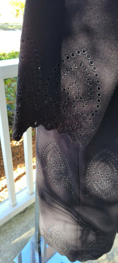 Pre-owned Zara Knitted Long Jacket/coat/sweater With Embroidery Details Size M/l In Black