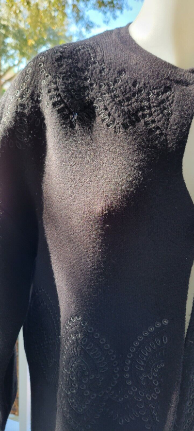 Pre-owned Zara Knitted Long Jacket/coat/sweater With Embroidery Details Size M/l In Black