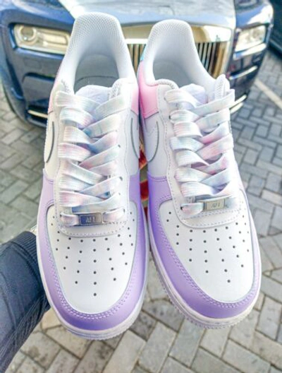 Pre-owned Nike Air Force 1 07 Womens White Multi Color Custom Multi Size Girls Gs + Gift