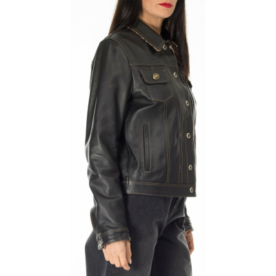 Pre-owned Handmade Italian  Women Soft Lambskin Jeans Style Leather Jacket Black