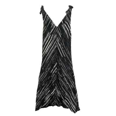 Pre-owned Proenza Schouler Women's Printed Georgette Sleeveless Knot Sleeve Dress In Black / White Diagonal Stripe