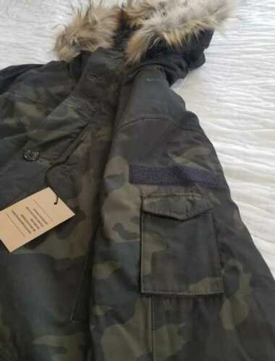 Pre-owned Jcrew Men's M Xl J Crew Nordic Down Parka In Dark Camo With Eco-friendly Primaloft In Green