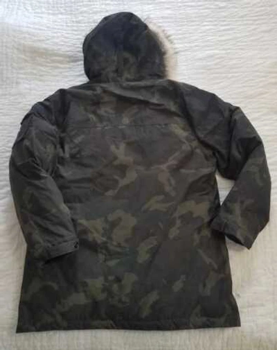 Pre-owned Jcrew Men's M Xl J Crew Nordic Down Parka In Dark Camo With Eco-friendly Primaloft In Green
