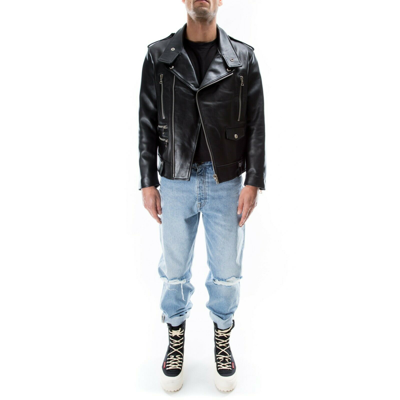 Pre-owned Handmade Italian  Men Genuine Leather Moto Motorcycle Biker Jacket Black S To 2xl