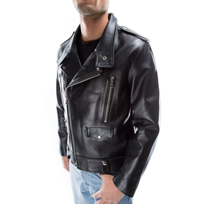 Pre-owned Handmade Italian  Men Genuine Leather Moto Motorcycle Biker Jacket Black S To 2xl