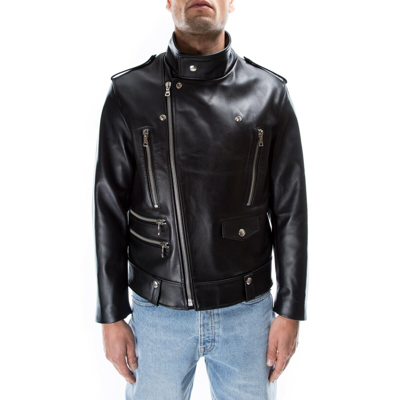 Pre-owned Handmade Italian  Men Genuine Leather Moto Motorcycle Biker Jacket Black S To 2xl