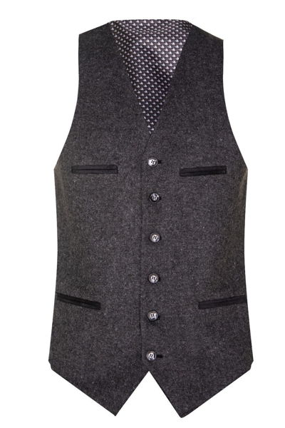 TRU CLOTHING Pre-owned Mens Grey 3 Piece Tweed Wool Retro 1920s Suit Peaky Blinders Classic Tailored In Gray